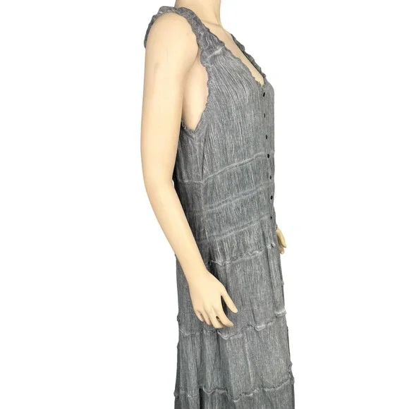 The Pyramid Collection XL Maxi Dress Blue Grey Ruffle Tiered Sleeveless‎ Lined - Picture 14 of 14